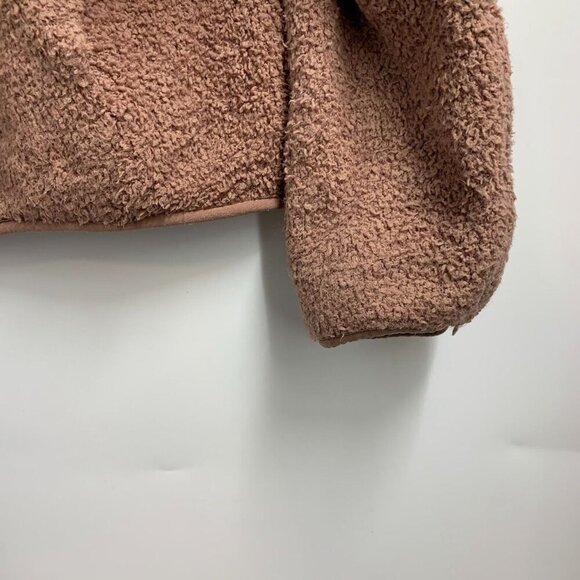 Skims Women's‎ Camel Cozy Knit Sherpa Fuzzy Pullover Snap Neck Closure Size L/XL - Picture 5 of 12